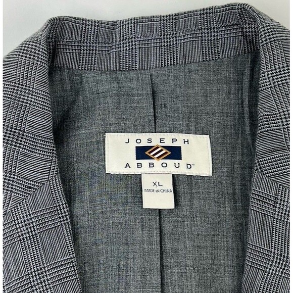 Joseph Abboud Linen Sport Coat Jacket Two Button Gray Black Plaid  Mens Size XL - Picture 11 of 15